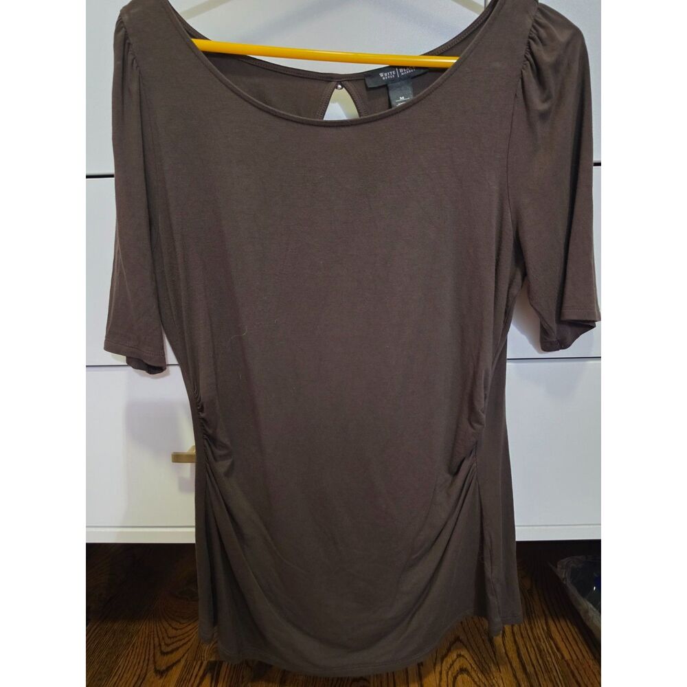 White House Black Market Brown Ruched Top Size Medium